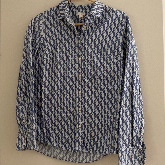 100% Cotton J.Crew Seahorse Shirt in Size Small - Picture 1 of 3